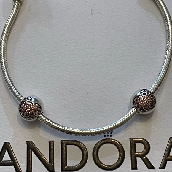 Authentic Pair of Pandora Love of My Life pink pave heart clip charms - Picture 2 of 8